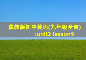 冀教版初中英语(九年级全册):unit2 lesson9